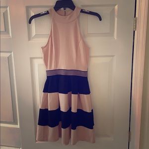 Light pink and black sleeveless dress